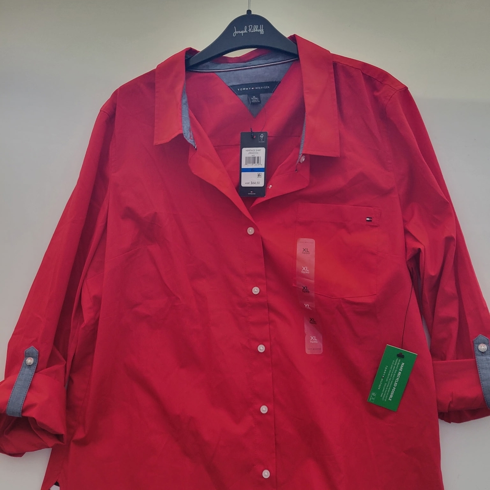Tommy Hilfiger Vibrant Red Collared Shirt